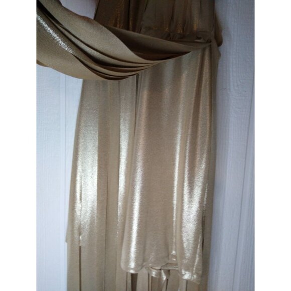 Halston Heritage Halter Dress Womens XS Gold Metallic Fringe Strips Cocktail NWT - Picture 5 of 12